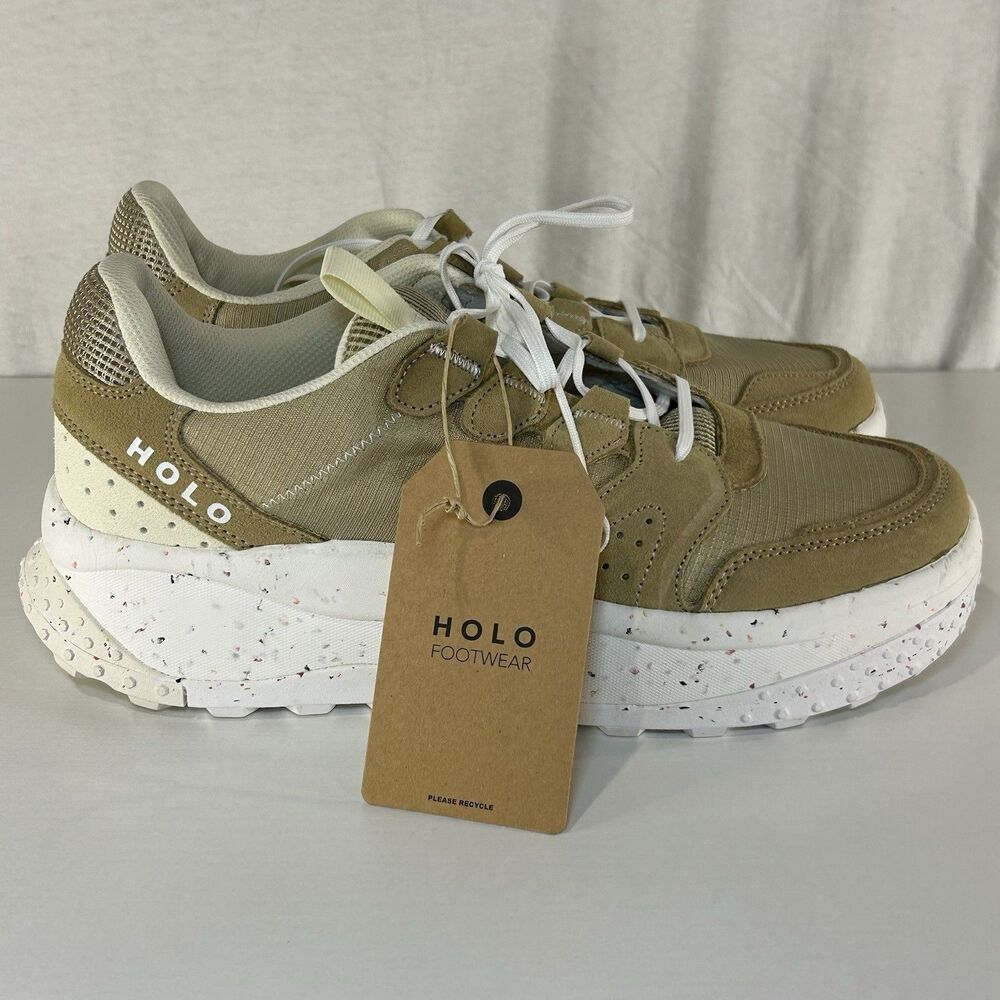 HOLO 90s Low-Top Sneakers Cushioned Mesh & Suede Tan Neutral Men size 11